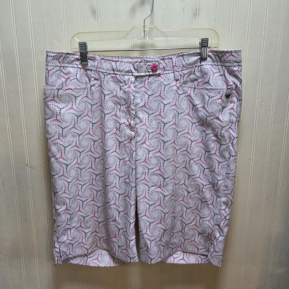 Cracked Wheat Bermuda Shorts Womens 16 Multicolor Polka Dot Stretch Casual